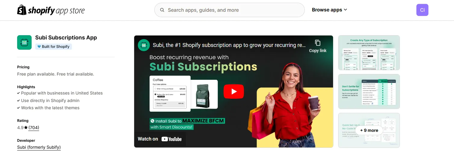 3. Subi Subscriptions App